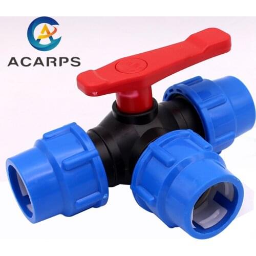 1/2" 3/4" 1" 1-1/4“ 1-1/2“ 2" Three Way Plastic Ball Valve T-type PE Fast Connection Pipe Quick Union