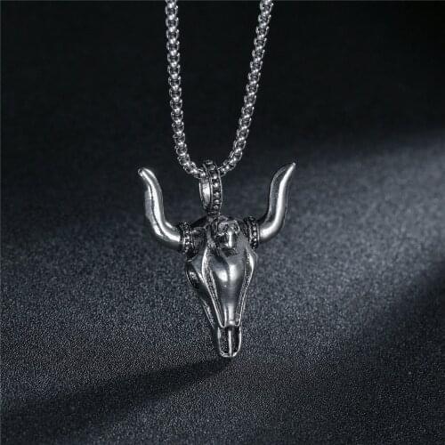 Vintage Bull Demon Tauren Chain Men Necklaces Ox Head Pendant for Boyfriend Male Jewelry Creativity Gift Wholesa
