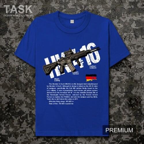 Rifle Series HK416 Germany Army weapon Military fan Summer Casual fashion Half-sleeve cotton short sleeve printed T-shirt mens