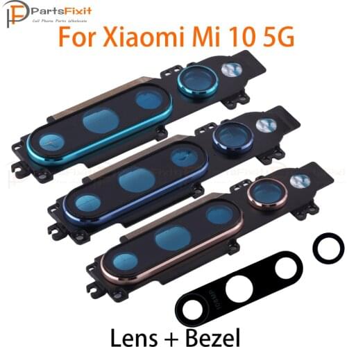 Back Rear Camera Lens Bezel for Xiaomi Mi 10 5G Mi10 5G Main Big Camera Glass Lens Cover Bezel with Adhesive Parts