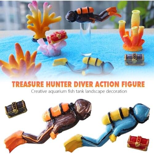 1pcs Aquarium Treasure Hunter Diver New Unique Design Action Figure Fish Tank Ornament Landscape Aquarium Decoration Accessories