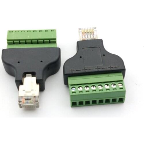 10pcs RJ45 8P8C Ethernet Male to 8 Pin AV Screw Jack Terminal Block for CCTV DVR Accessory Connector