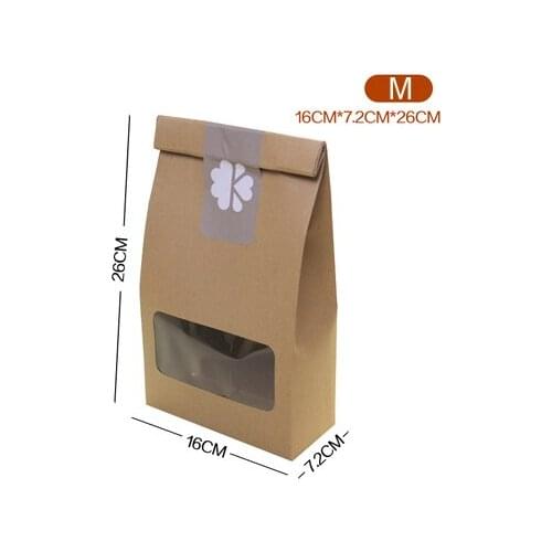 160x72x260m PVC window Kraft paper bag Hand box Custom cookie box Sugar cake box coffee beem snack handbag with rope 100pcs/lot