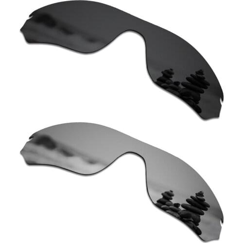 SmartVLT 2 Pieces Polarized Sunglasses Replacement Lenses for Oakley Radar Edge Stealth Black and Silver Titanium