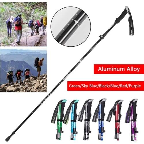 5 Sections Ultra-light Folding Trekking poles Aluminum Alloy Telescopic Outdoor Hiking Mountain Climbing Sticks