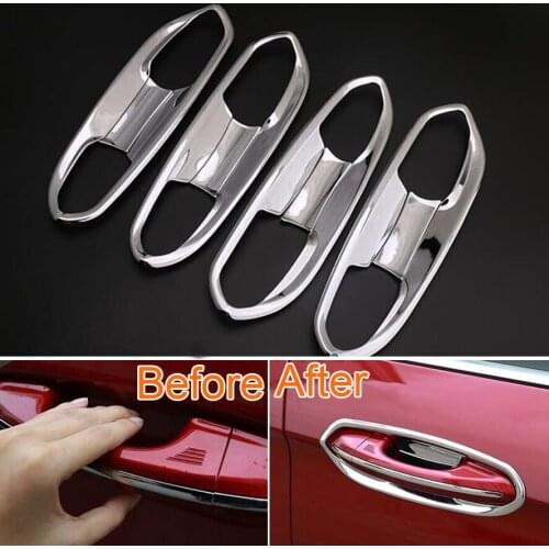 8Pcs/set ABS Chrome Exterior Side Door Handle Bowl Cover Trim Decoration Frame For Edge 2015 Accessories Car Styling