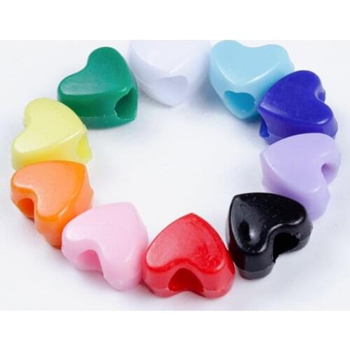 DIY Jewelry Accesories 50pcs/Lot Acrylic Beads Heart Shape Spacer Beads For Making Bracelet Necklace Pendant Making Choose Color