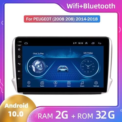 Android 10 Octa-Core for Peugeot 208 2008 2014 2015 2016 2017 2018 Car central multimidia Android Large Screen GPS Navigation