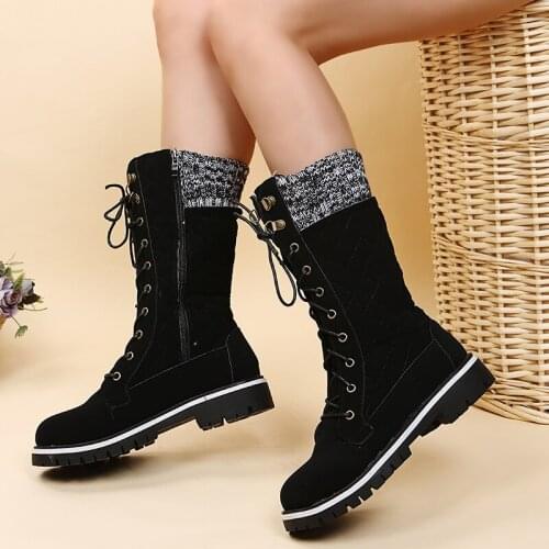 Wedge Shoes Genuine Leather Snow Boots Woman Winter Boots Winter Warm Womens Shoes Mid-Calf Ladies Platform Booties 41