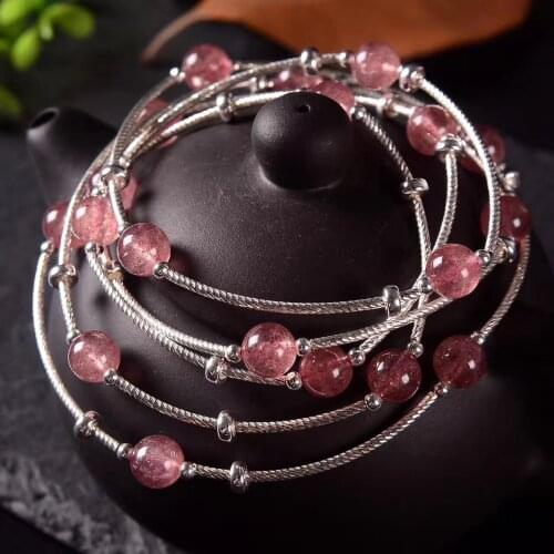 S925 sterling silver DIY handmade strawberry crystal bracelet