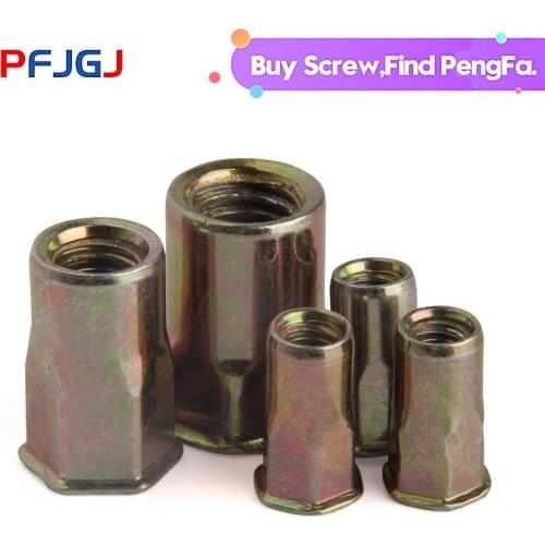 Peng Fa Coloured small countersunk head inside and outside hexagonal riveting nut half hexagonal small head pull cap M4-M10