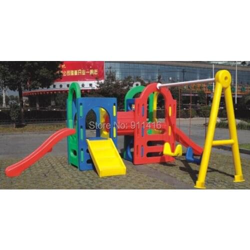 Children outdoor playground swing set with slide