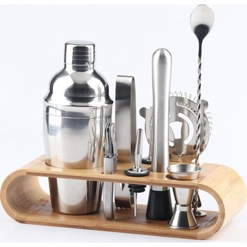 Stainless Steel Cocktail Shaker Mixer Wine Ice Tongs Mixing Spoon Measure Cup Bartender Bar Tools Kit Boston Shaker Party Bar