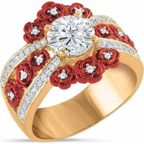 Flower Ring with CZ Micro Pave Christmas New Year Party Jewelry Vintage Flower Rings for Women