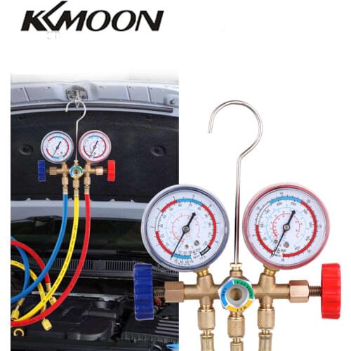 Refrigerant Manifold Gauge Air Condition Refrigeration Set Air Conditioning Tools with Hose and Hook for R12 R22 R404A R134A