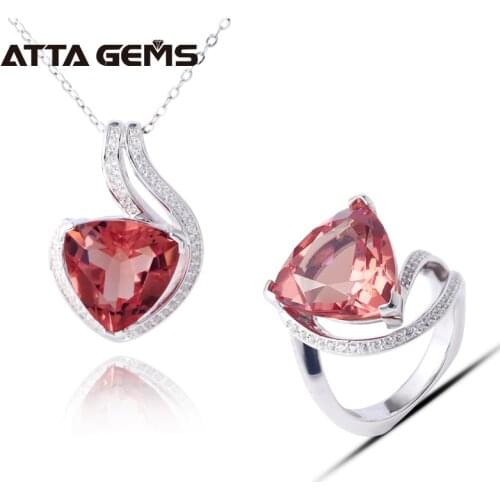 Diaspore Silver Jewelry Set Women Wedding Engagement Jewelry Trillion 13mm 18 Carat Color Change Magic Ring Women Birthday Gift