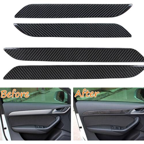4pcs Real Carbon Fiber Interior Door Panel Protact Frame Trim For Audi Q3 2013-2016 Car Styling Decoration Covers Accessories