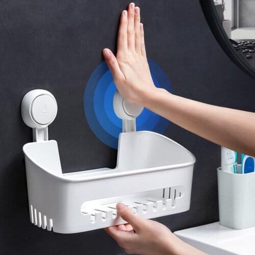 Wall Suction Cup shower holder Storage Basket For Shampoo Conditioner Organizer Bathroom Shelf Removable Draining