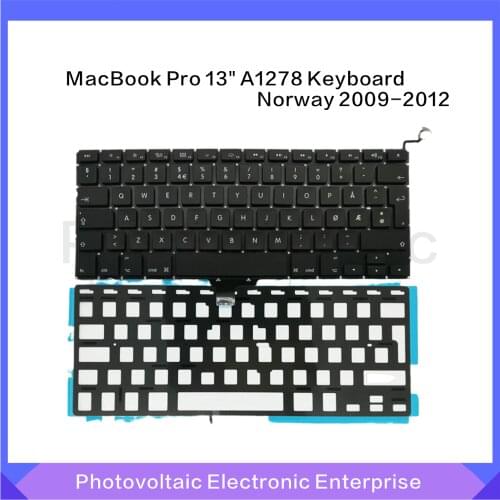 New 13" A1278 Norwegian Keyboard 2009 2010 2011 2012 For MacBook Pro Laptop Norway Norsk Keyboard Replacement
