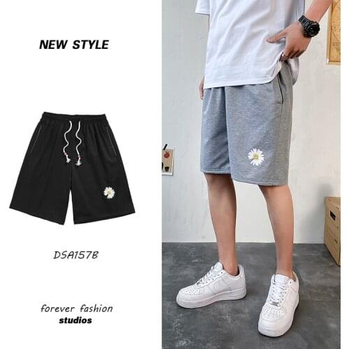 2021 latest summer casual shorts mens loose large sports Capris daisy print mens casual pants s-5xl