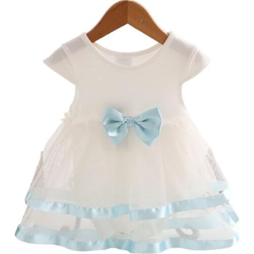 Girl Dress Fashion Accessory Lovely Net Yarn Splicing O-neck Baby One-piece Romper Mesh Dress for Party