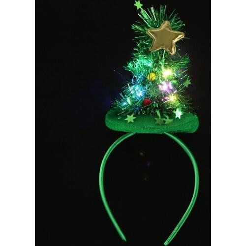 LED Glowing Light Christmas Tree Headband Hair Band Star For Kids Adult Party Xmas Hair Band Clasp Headwear Navidad