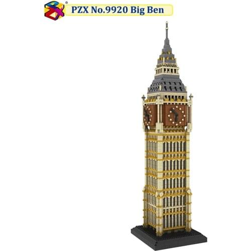 PZX Diamond World Famous Architecture Model Set Big Ben Micro Mini Blocks The Elizabeth Tower Building Blocks Set 3660Pcs Toys