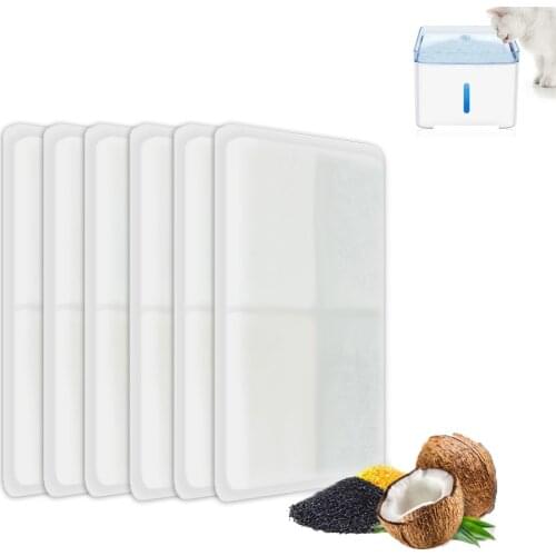 6pcs Cat Water Fountain Filter Replacement Activated Carbon Filter Replaced Filters Rectangle Drinking Fountain Dispenser CY0014