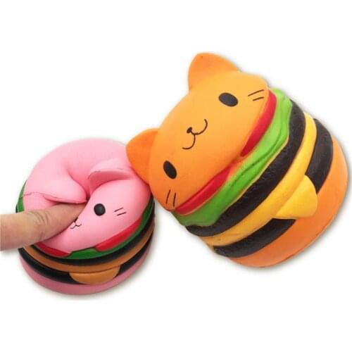 Cartoon Cat Burger Squishes Toy Squishy Slow Rising Squeeze Toy Charm Stress Reliever Toys for Children Stress Squeeze toy