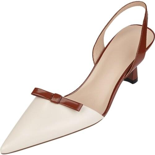 Kmeioo genuine leather High Heel pumps Pointed toe Color contrast sandals Classic Pumps Female Shoes OfOffice Ladies Wedding 6cm