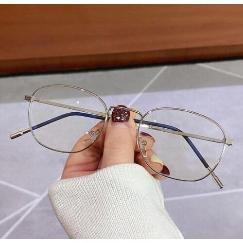 Vintage Anti Blue light Glasses Frame Round Lens Myopia Optical Mirror Simple Metal Women Men Transparent Eyewear Frames
