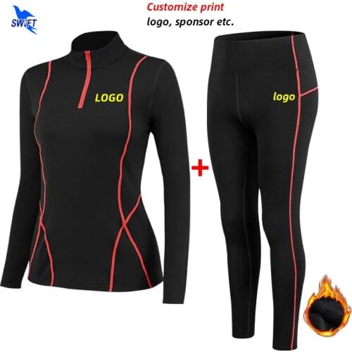 2020 Winter Thermal Fleece Woman Yoga Suit Quick Dry Stretch Running Set Gym Fitness Workout Sportswear Sport Tracksuit Custom