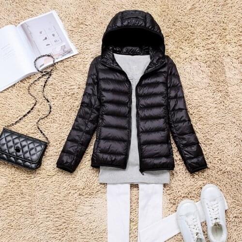 Winter Women Ultra Light Down Jacket White Duck Down Hooded Jackets Long Sleeve Slim Warm Coat Parka Female Outwear Sale Items