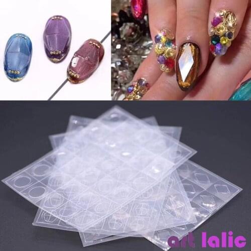 1 Sheet Diamond Nail Gemstone Stencil Guides Mould Transparent 3D Hollow Stickers Plastic Mold Flakes DIY UV Gel Manicure Tools