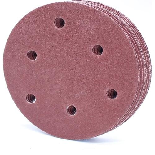 10pcs 5 Inches 6 Holes Round Sand Paper Polishing Sheet