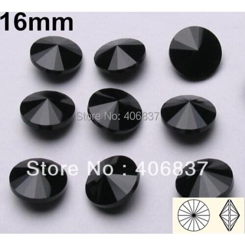 100pcs/Lot, Free Shipping! 16mm Black Crystal Rivoli Fancy Stones, Chinese Top Quality Crystal Rivoli Fancy Stones