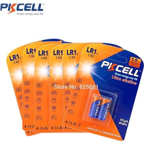 12Pcs PKCELL Alkaline Dry Battery LR1 N Batteries AM5 E90 MN9100 1.5V For Sperker Bluetooth Players Digital Camera MP3 Walkman