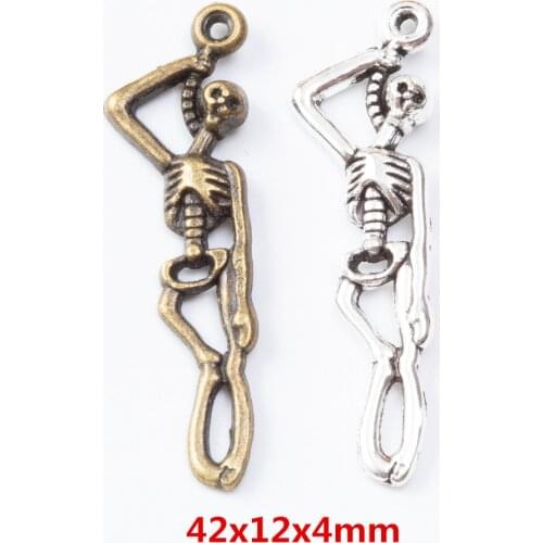 35 pieces of retro metal zinc alloy Skull pendant for DIY handmade jewelry necklace making 7167