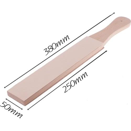 38CM Wooden Handle Leather Sharpening Strop Handmade Razors Polishing Board Leather Sharpening Strop Sharpener