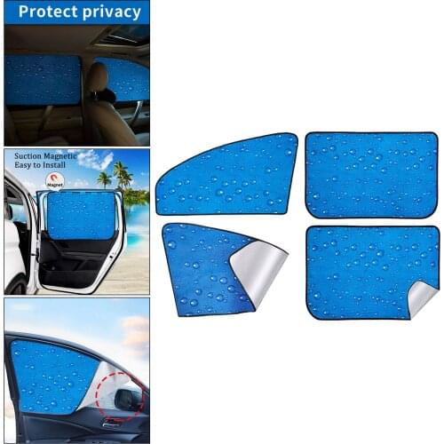 4Pcs Car Magnetic Rear Front Side Window Sunshade Shade, Retractable, Professional Accessories