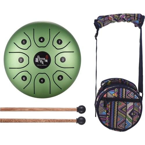 5.5 Inch Mini 8-Tone Steel Tongue Drum C Key Percussion Instrument Handpan Drum with Drum Mallets Carry Bag