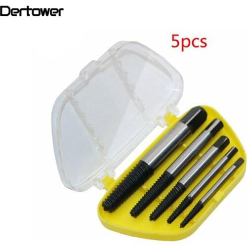 5Pcs/set Carbon Steel Screw Broken Speed Out Damaged Screw Extractor Drill Bit Guide Set Broken Bolt Remover Easy Out Set DT6