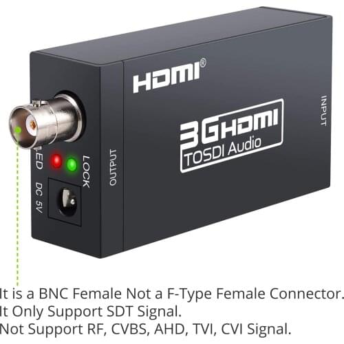 SDI to HDMI-compatible Converter Adapter SDI/HD-SDI/3G-SDI Adapter SDI Adapter Support 1080P for Camera Home Theater