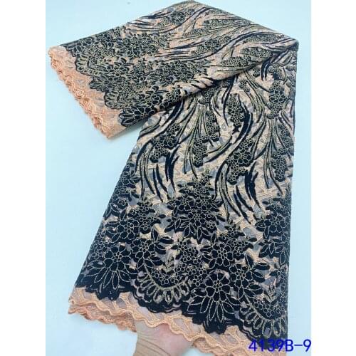 Africa Velvet Lace Fabric Embroidery nigerian Lace Fabric 2021 High Quality Lace Wedding laciness African lace Fabric 4139B