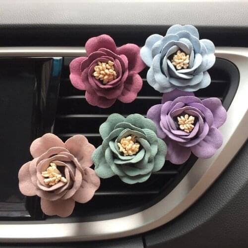 Car Air Freshener Lady Condition Camellia Flower Styling Car Air Conditioner Outlet Aromatherapy Clip Essential Oil Car Diffuser