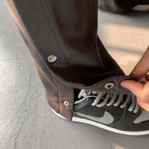 Double Side Button Jogger Sweatpants Women Elastic Loose Casual Hip Hop Sports Straight Trousers Ins Wide Leg Harajuku Pants