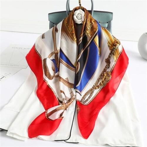 Design Print Silk Square Scarves Shawl Lady Wrap Hijab Neck Scarf Spring New Soft Large Headband Women Bandana Foulard New