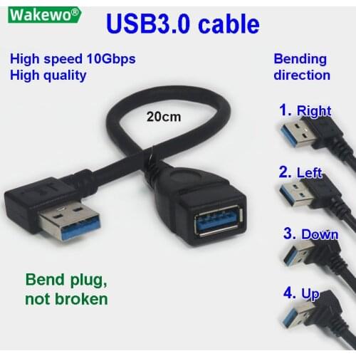 Bending USB3.0 Extension Cable USB A type male to female elbow 90 right angle cord High quality high-speed crooked bent Line