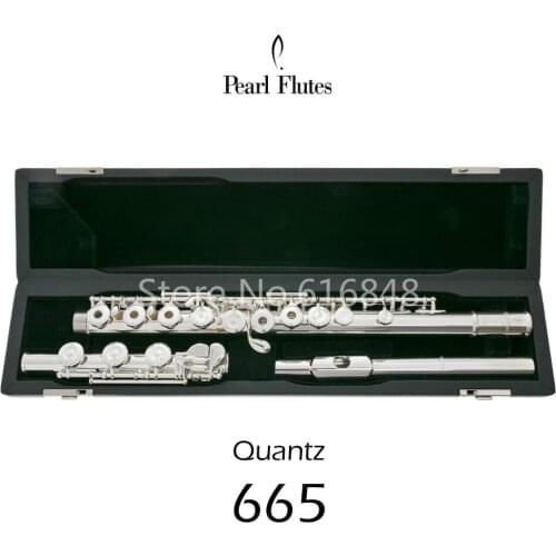 Hot Pearl Quantz 665 Flute High Quality Silver Plated 17 Keys Flute Open Hole E-Mech Flute Musical Instrument