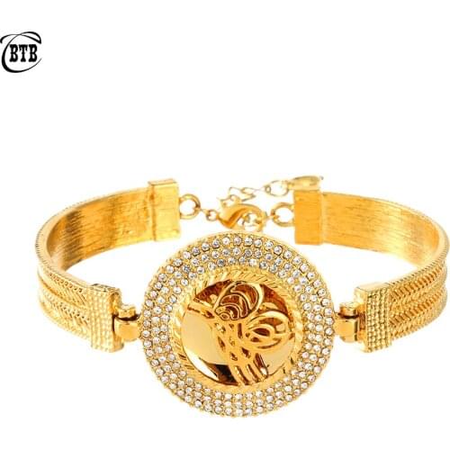 Islamic Classic Money Turkish Coin Crystal Bracelets Muslim Evil Eye Bangle for Women Middle Eastern Arab Jewelry Oman Gifts